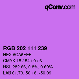 カラーコード: RGB 202 111 239 | qconv.com