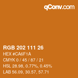 Color code: RGB 202 111 26 | qconv.com