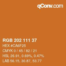 Color code: RGB 202 111 37 | qconv.com