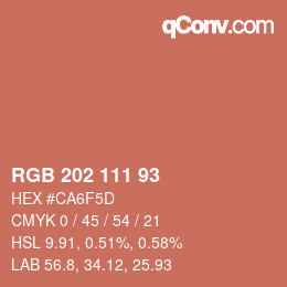 カラーコード: RGB 202 111 93 | qconv.com
