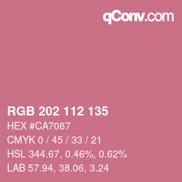 カラーコード: RGB 202 112 135 | qconv.com