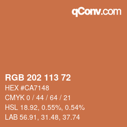 Color code: RGB 202 113 72 | qconv.com