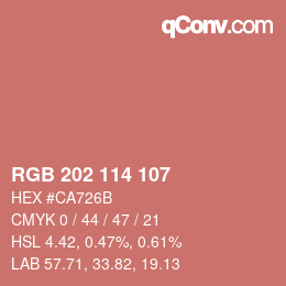 カラーコード: RGB 202 114 107 | qconv.com