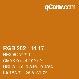 カラーコード: RGB 202 114 17 | qconv.com
