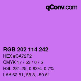 Color code: RGB 202 114 242 | qconv.com