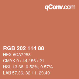 Código de color: RGB 202 114 88 | qconv.com