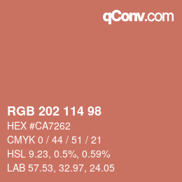 Color code: RGB 202 114 98 | qconv.com