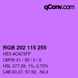 Color code: RGB 202 115 255 | qconv.com
