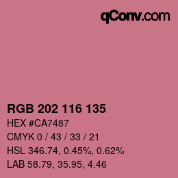 Color code: RGB 202 116 135 | qconv.com