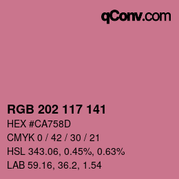 カラーコード: RGB 202 117 141 | qconv.com