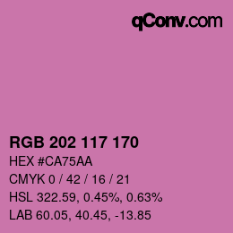 カラーコード: RGB 202 117 170 | qconv.com