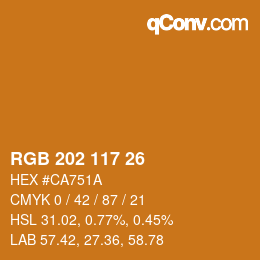 カラーコード: RGB 202 117 26 | qconv.com