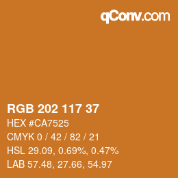 Color code: RGB 202 117 37 | qconv.com