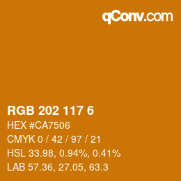カラーコード: RGB 202 117 6 | qconv.com