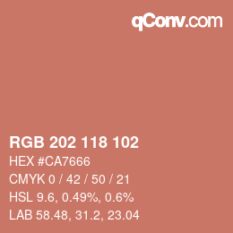カラーコード: RGB 202 118 102 | qconv.com
