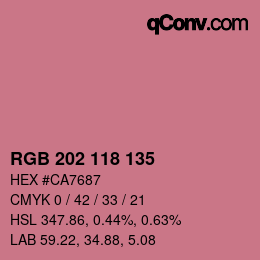 Color code: RGB 202 118 135 | qconv.com