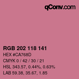 カラーコード: RGB 202 118 141 | qconv.com