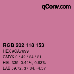 カラーコード: RGB 202 118 153 | qconv.com