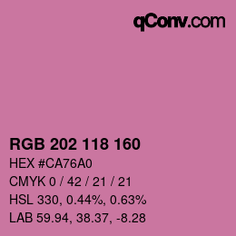カラーコード: RGB 202 118 160 | qconv.com