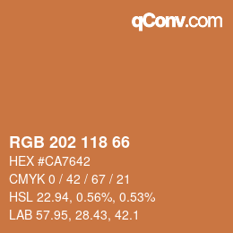 カラーコード: RGB 202 118 66 | qconv.com