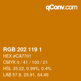 カラーコード: RGB 202 119 1 | qconv.com