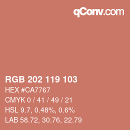 カラーコード: RGB 202 119 103 | qconv.com