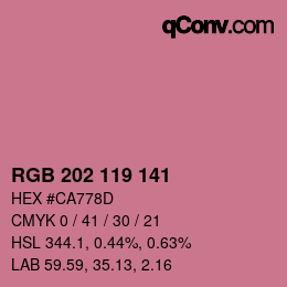 颜色代码: RGB 202 119 141 | qconv.com