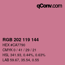 カラーコード: RGB 202 119 144 | qconv.com