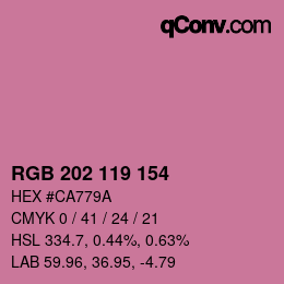 カラーコード: RGB 202 119 154 | qconv.com