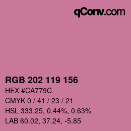 カラーコード: RGB 202 119 156 | qconv.com