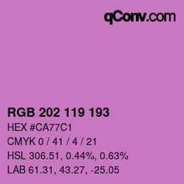 カラーコード: RGB 202 119 193 | qconv.com