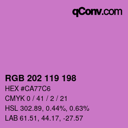 颜色代码: RGB 202 119 198 | qconv.com