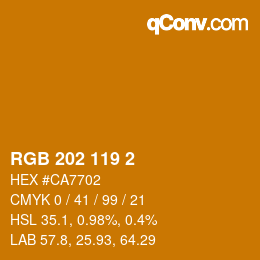 カラーコード: RGB 202 119 2 | qconv.com