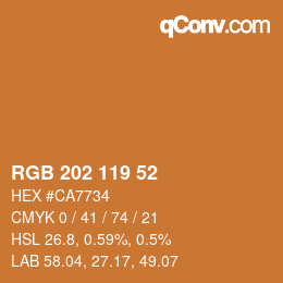 カラーコード: RGB 202 119 52 | qconv.com