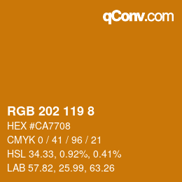 Color code: RGB 202 119 8 | qconv.com