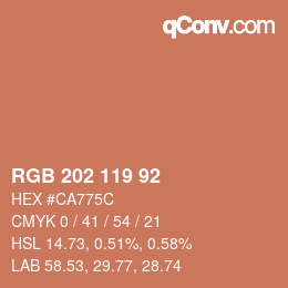 カラーコード: RGB 202 119 92 | qconv.com