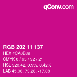 カラーコード: RGB 202 11 137 | qconv.com
