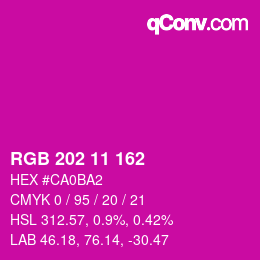 カラーコード: RGB 202 11 162 | qconv.com
