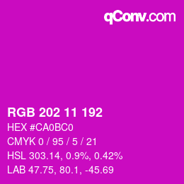 Color code: RGB 202 11 192 | qconv.com