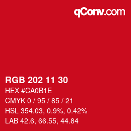 Farbcode: RGB 202 11 30 | qconv.com