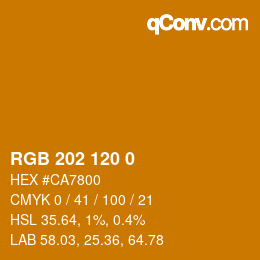カラーコード: RGB 202 120 0 | qconv.com
