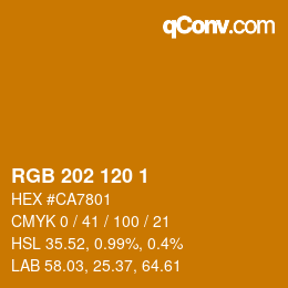 カラーコード: RGB 202 120 1 | qconv.com