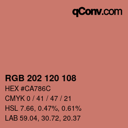 カラーコード: RGB 202 120 108 | qconv.com
