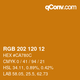 颜色代码: RGB 202 120 12 | qconv.com