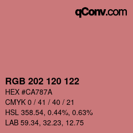 颜色代码: RGB 202 120 122 | qconv.com