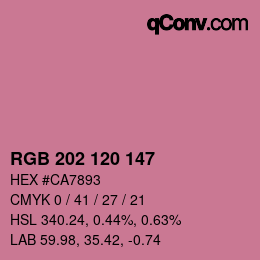 颜色代码: RGB 202 120 147 | qconv.com
