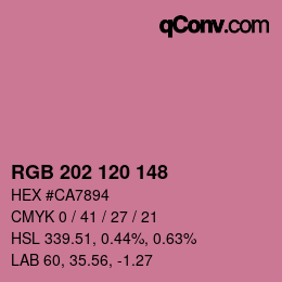 カラーコード: RGB 202 120 148 | qconv.com