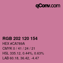 カラーコード: RGB 202 120 154 | qconv.com