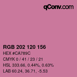 颜色代码: RGB 202 120 156 | qconv.com