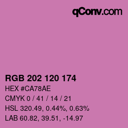 カラーコード: RGB 202 120 174 | qconv.com